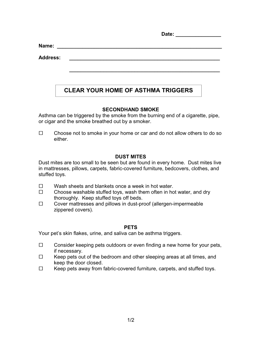 Clear Your Home of Asthma Triggers