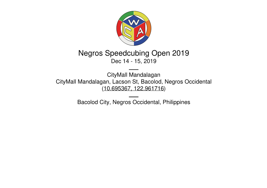 Negros Speedcubing Open 2019 Dec 14 - 15, 2019