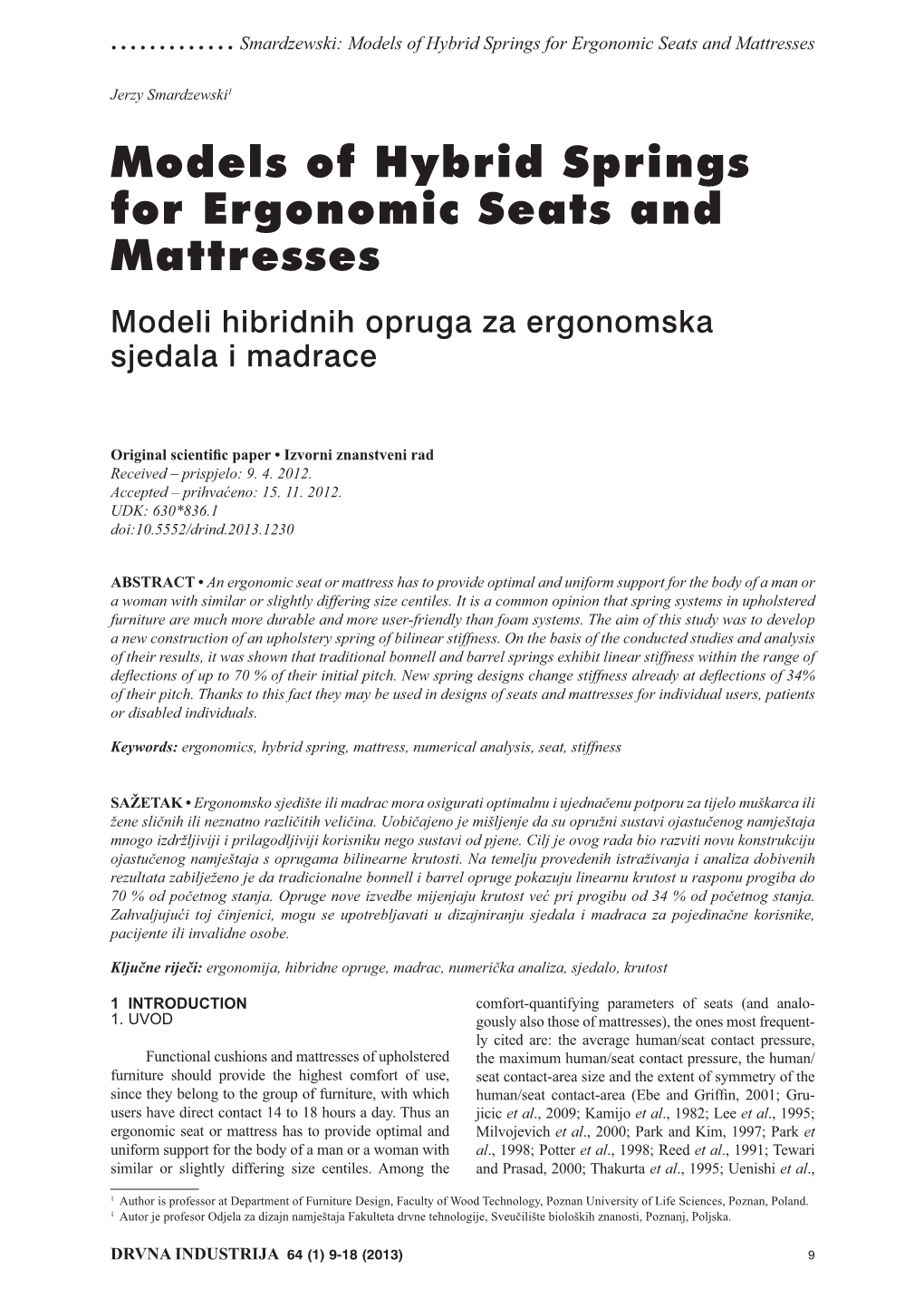 Models of Hybrid Springs for Ergonomic Seats and Mattresses