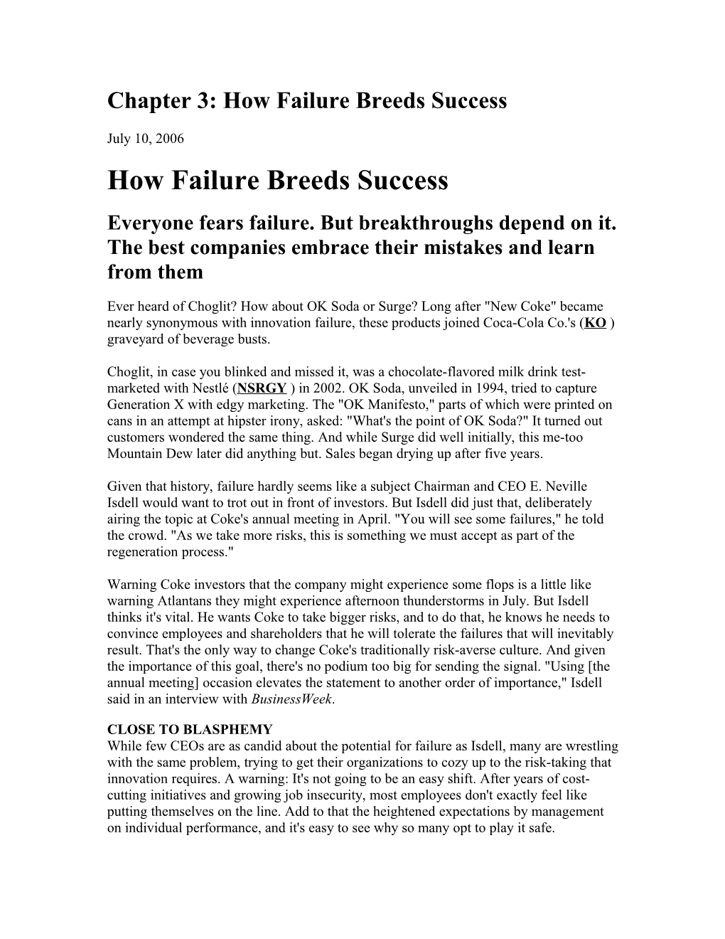 Chapter 3: How Failure Breeds Success