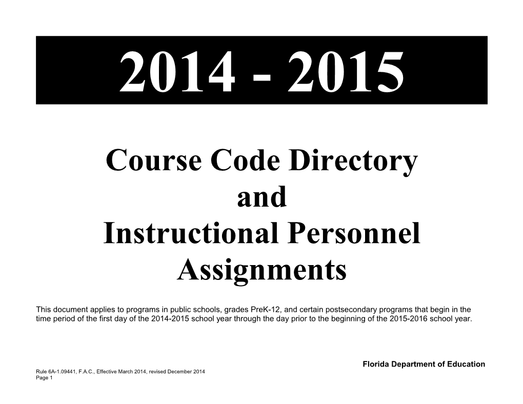 Course Code Directory