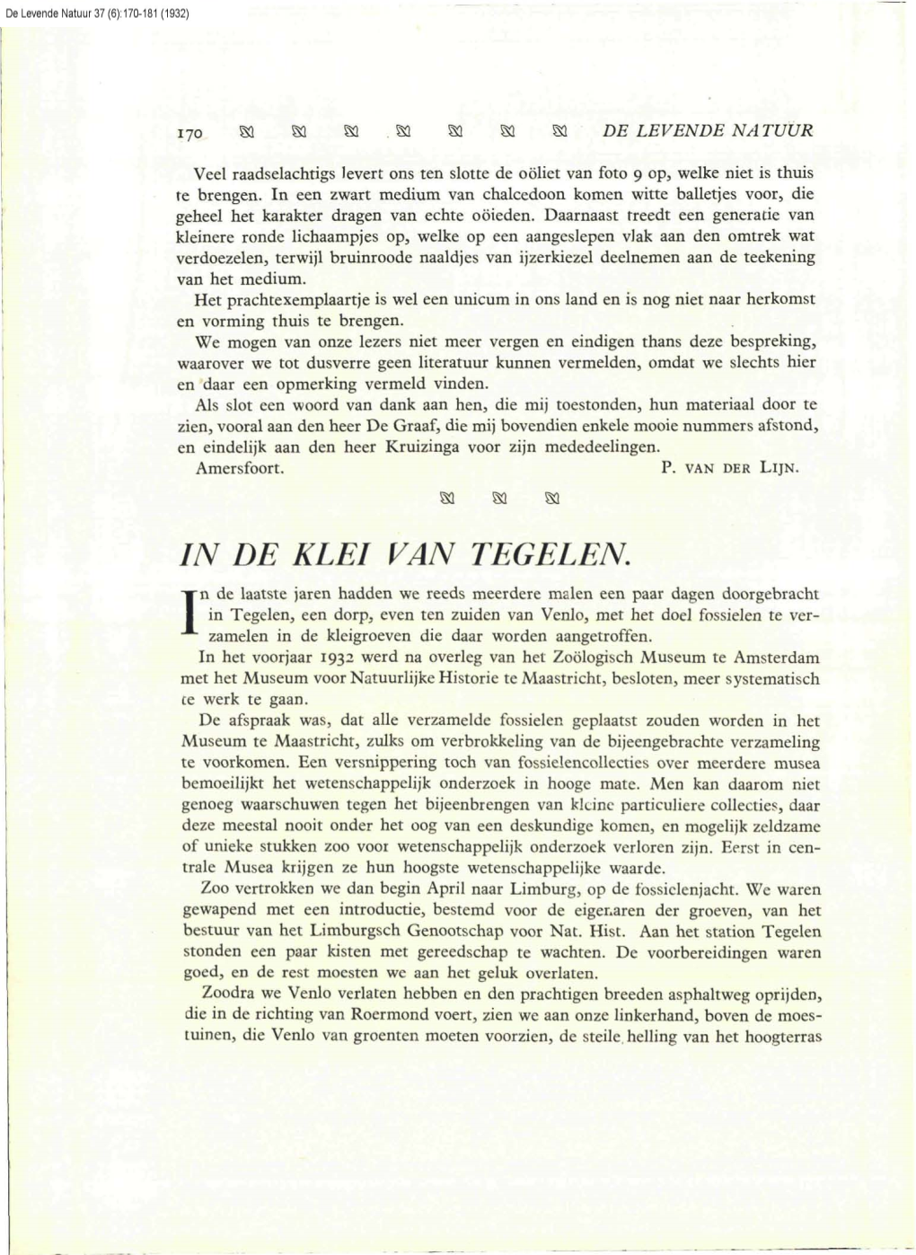 In De Klei Van Tegelen. DLN 37: 170-181