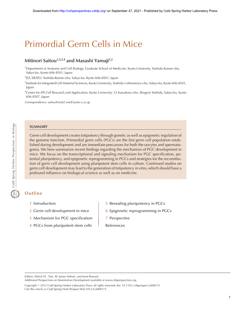 Primordial Germ Cells in Mice