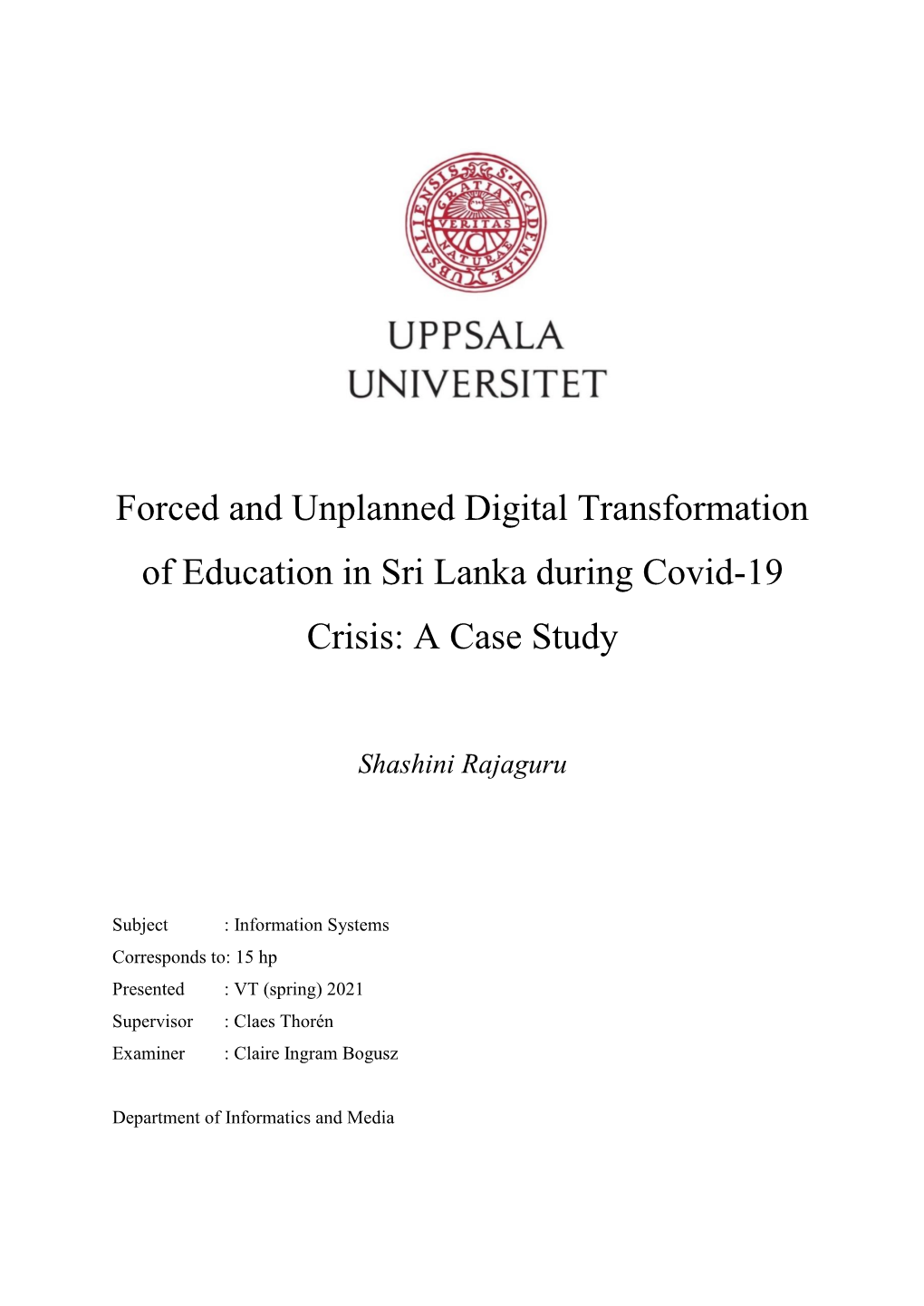 Digital Transformation of Education in Sri Lanka During Covid-19 Crisis: a Case Study