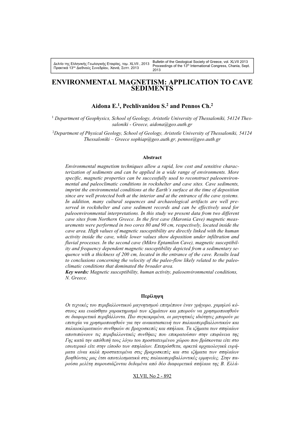 Environmental Magnetism: Application to Cave Sediments