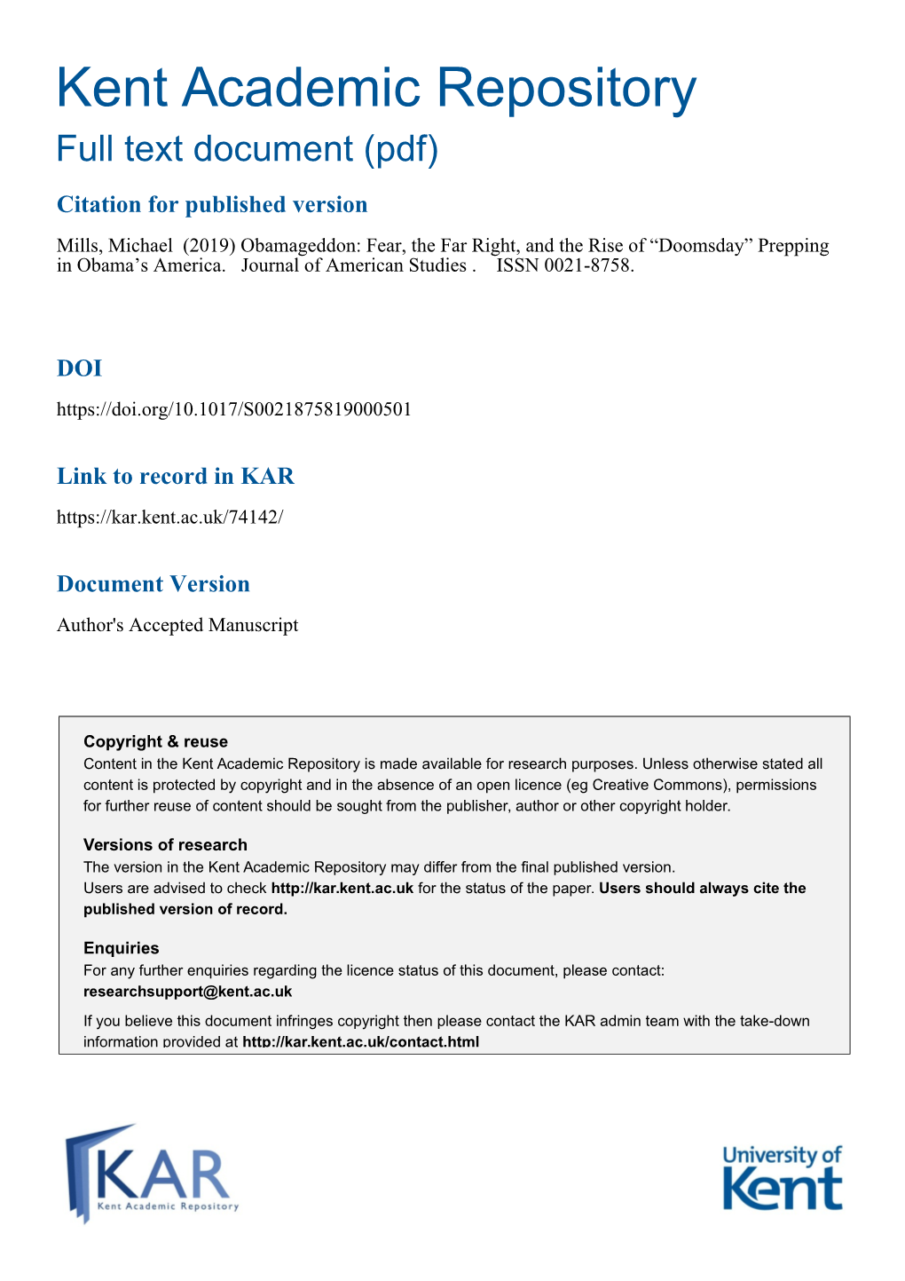 Kent Academic Repository Full Text Document (Pdf)