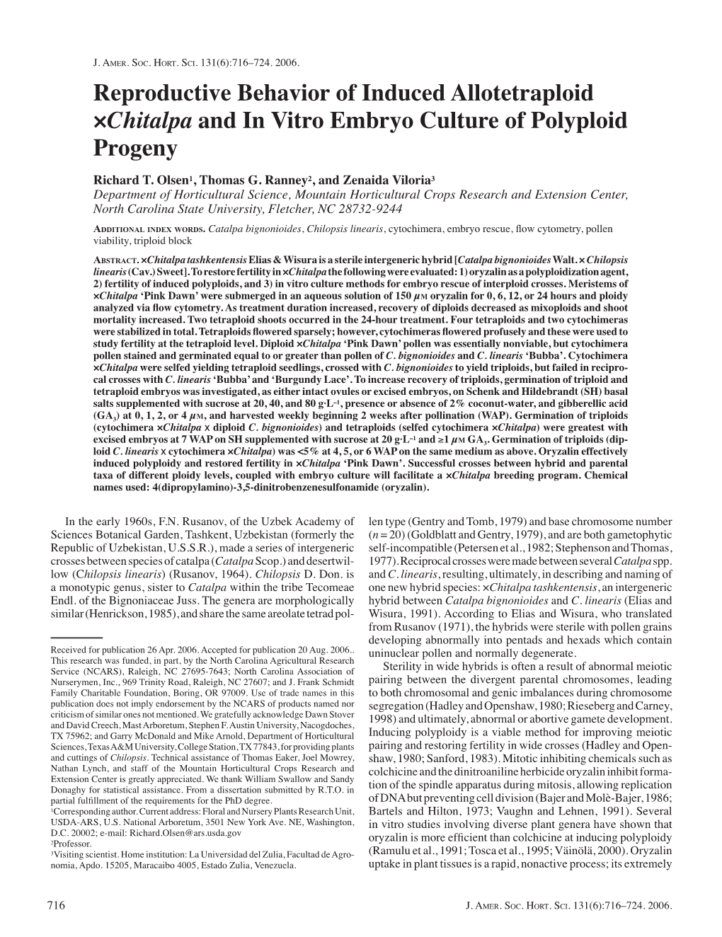 Reproductive Behavior of Induced Allotetraploid ×Chitalpa and in Vitro Embryo Culture of Polyploid Progeny