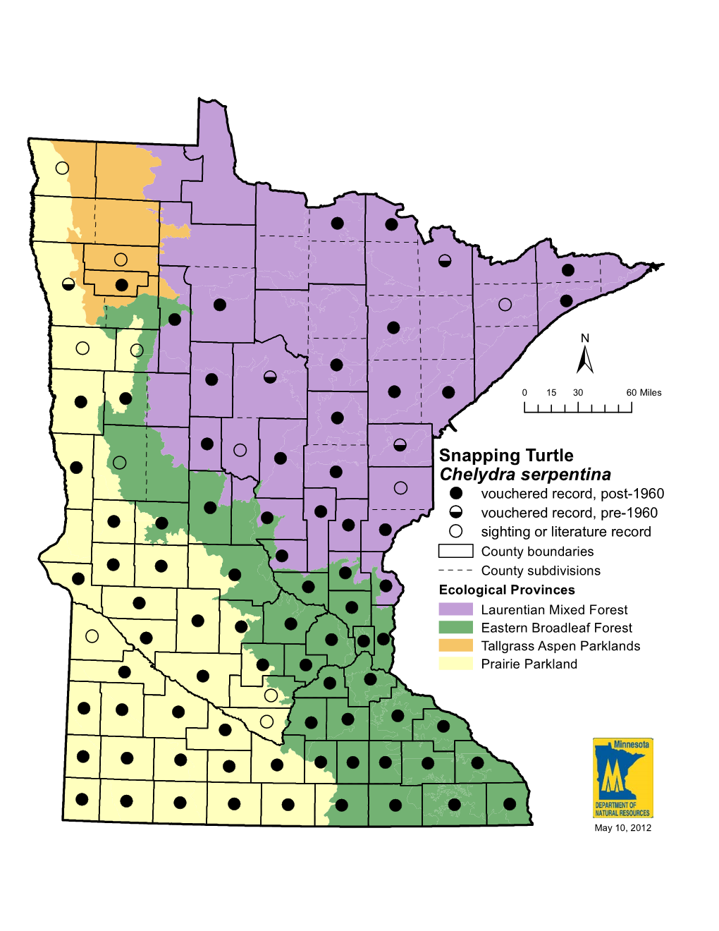 Distribution Maps of Minnesota Turtles