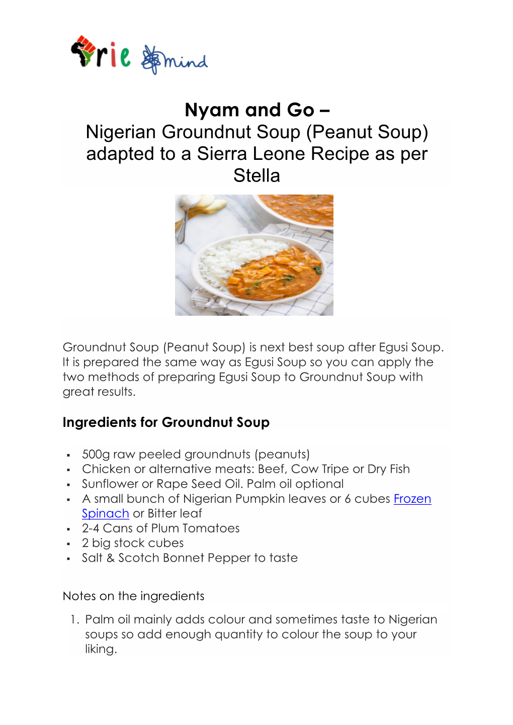 Nyam and Go – Nigerian Groundnut Soup (Peanut Soup) Adapted to a Sierra Leone Recipe As Per Stella