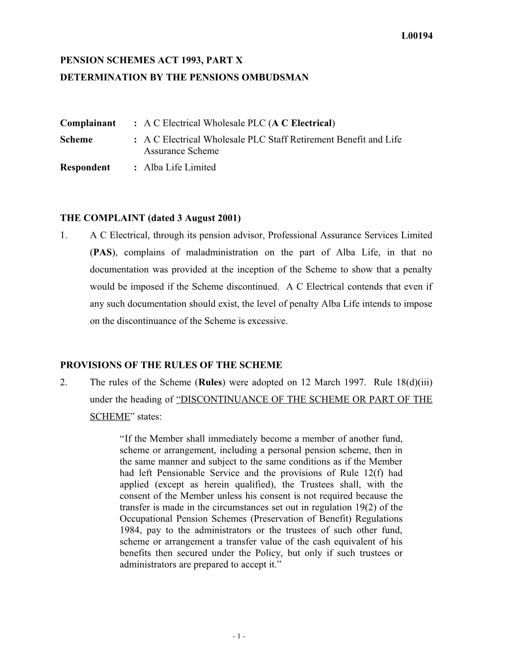 Pension Schemes Act 1993, Part X s31