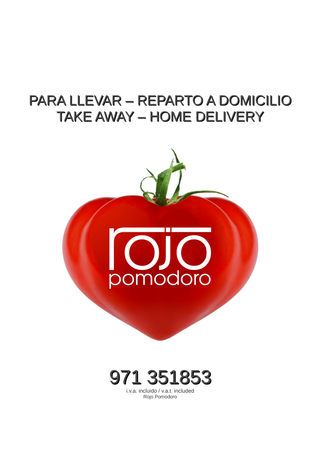 Rojo Pomodoro Menu Para Llevar 2018