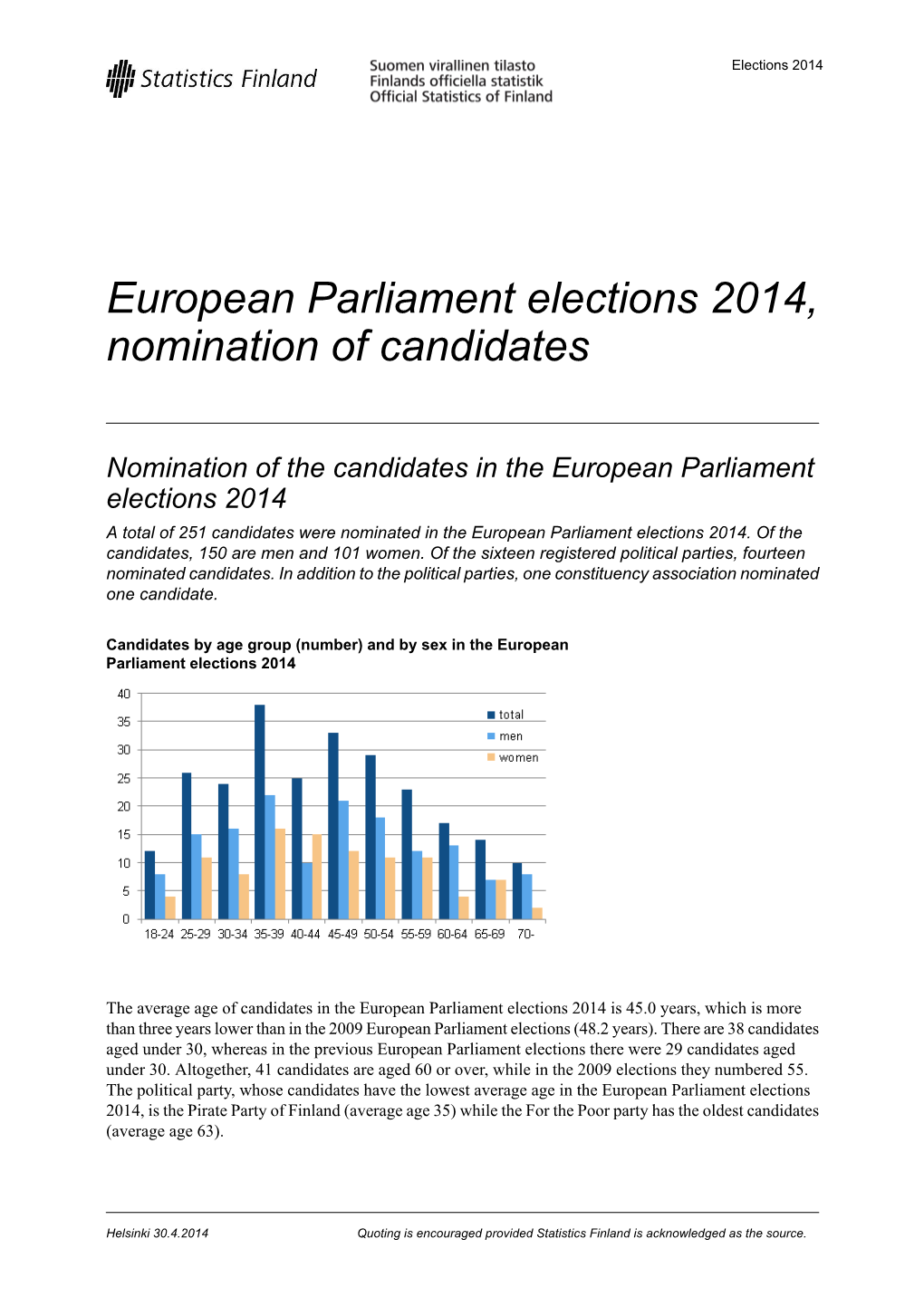 European Parliament Elections 2014, Nomination of Candidates
