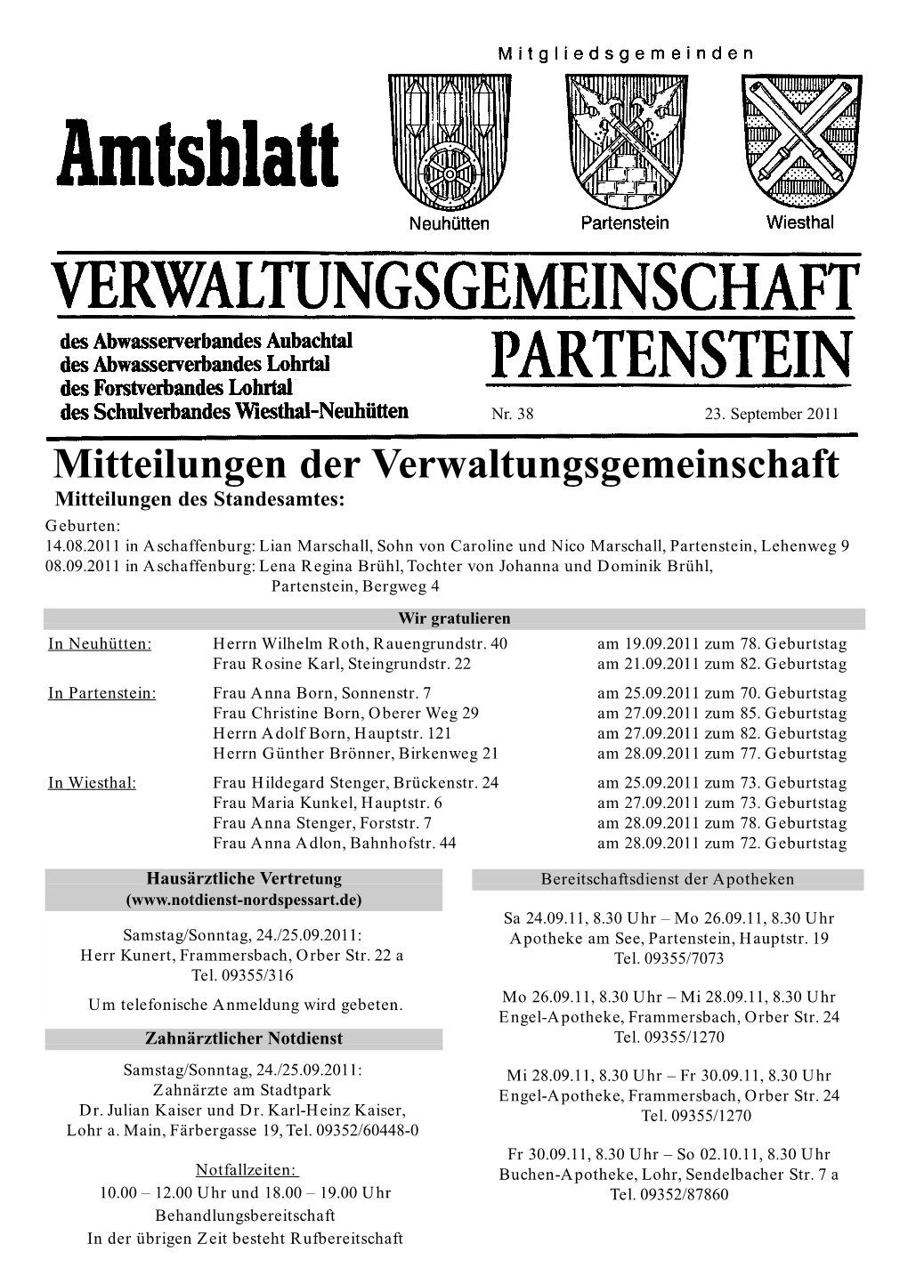 Mitteilungen Der Verwaltungsgemeinschaft