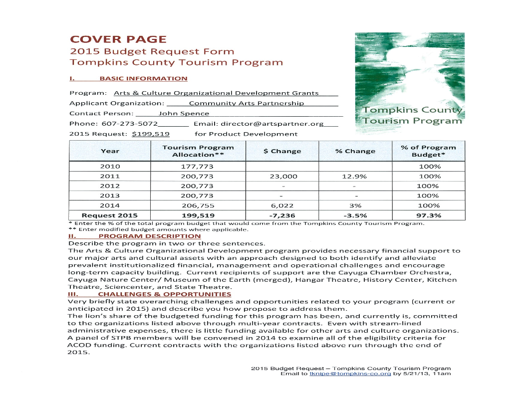 2015 Budget Request ALL Minus TMA