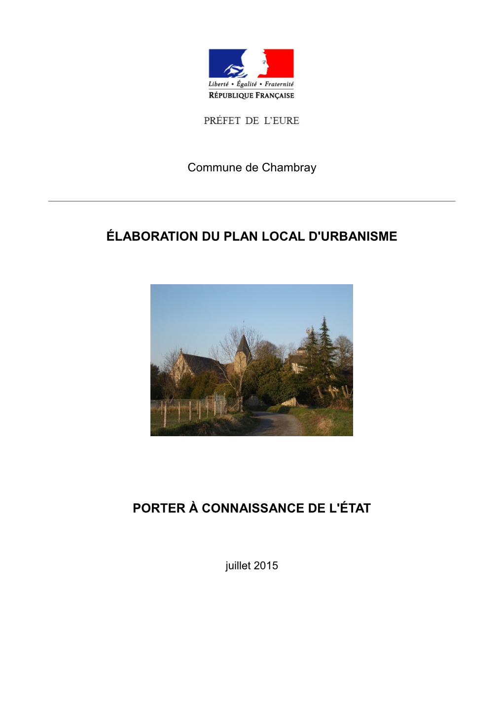 Élaboration Du Plan Local D'urbanisme Porter À Connaissance De L'état