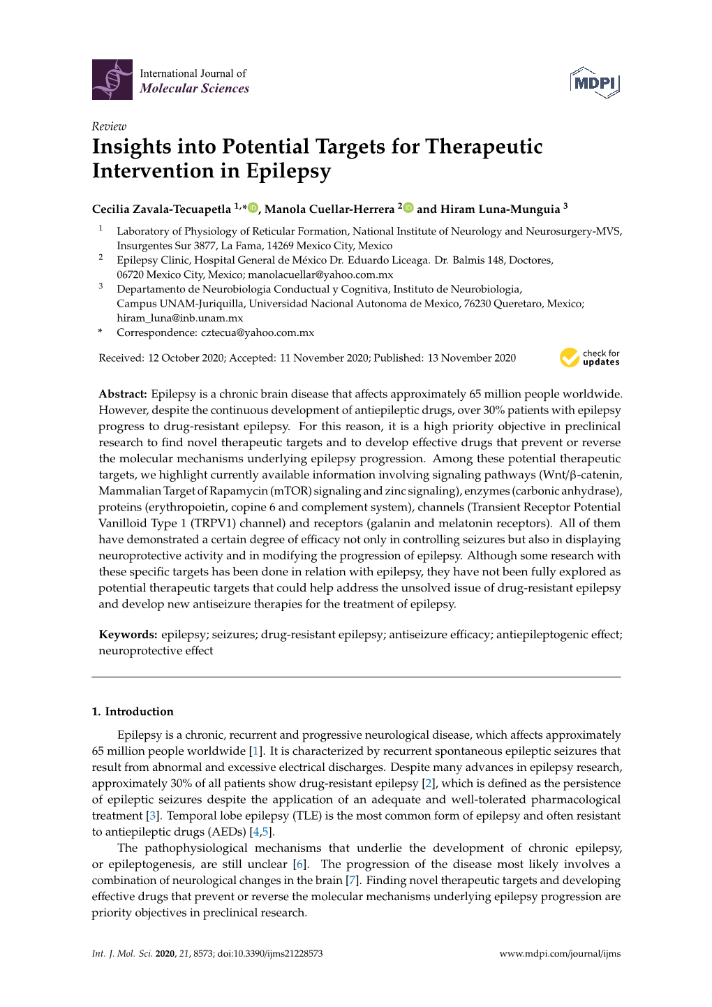 Insights Into Potential Targets for Therapeutic Intervention in Epilepsy