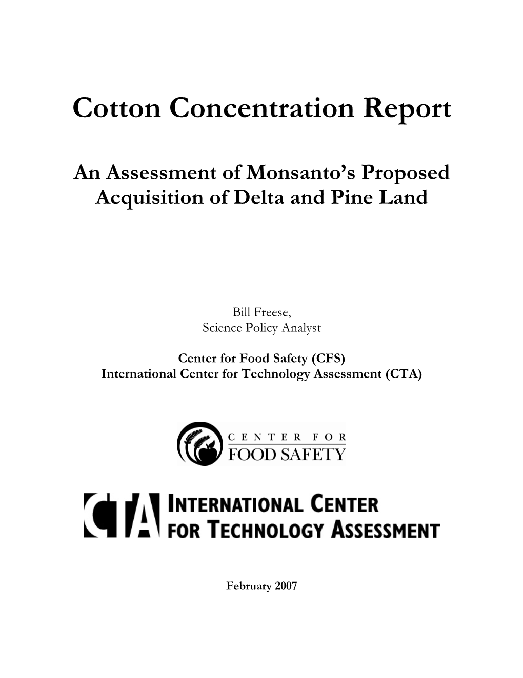 Cotton Concentration Report