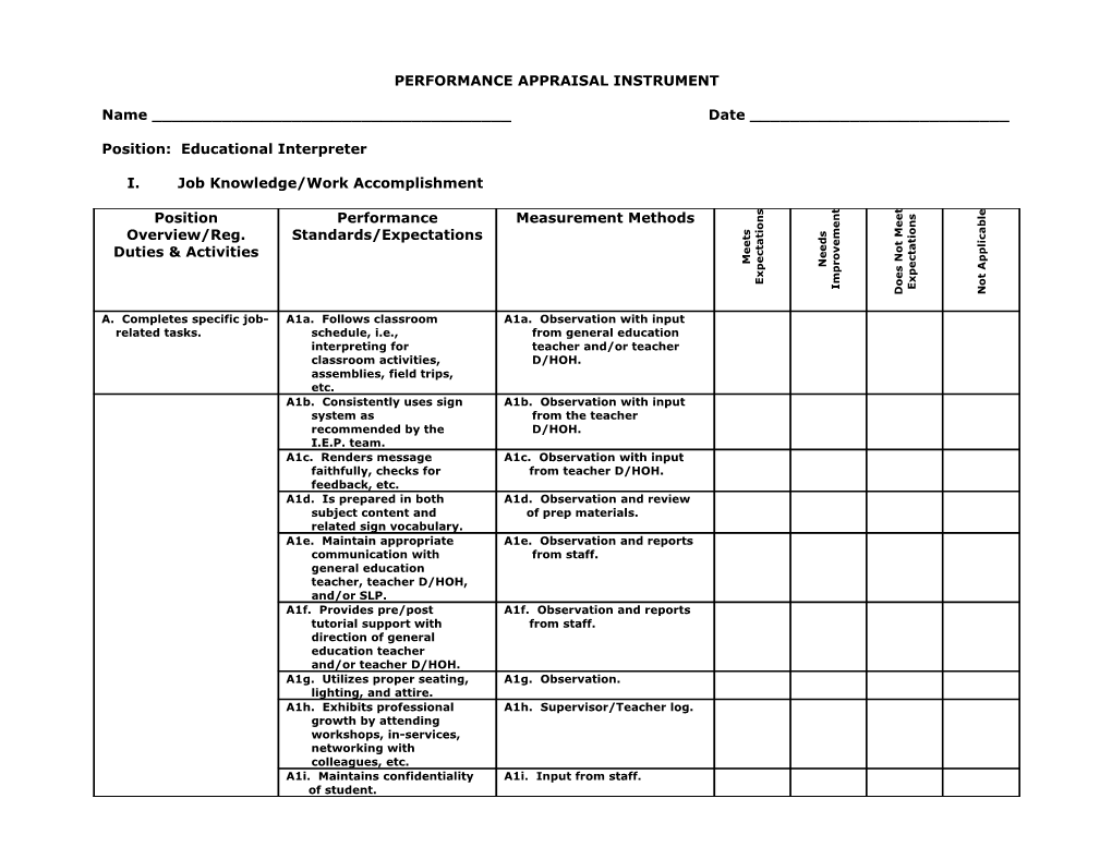 Performance Appraisal Instrument