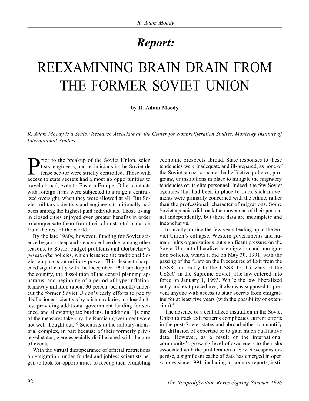 Npr 3.3: Reexamining Brain Drain from the Former