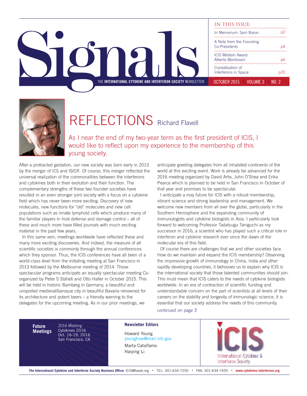 REFLECTIONS Richard Flavell As I Near the End of My Two-Year Term As