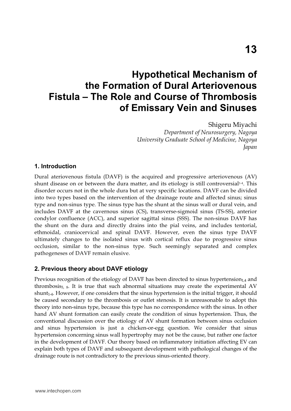 Hypothetical Mechanism of the Formation of Dural Arteriovenous Fistula – the Role and Course of Thrombosis of Emissary Vein and Sinuses