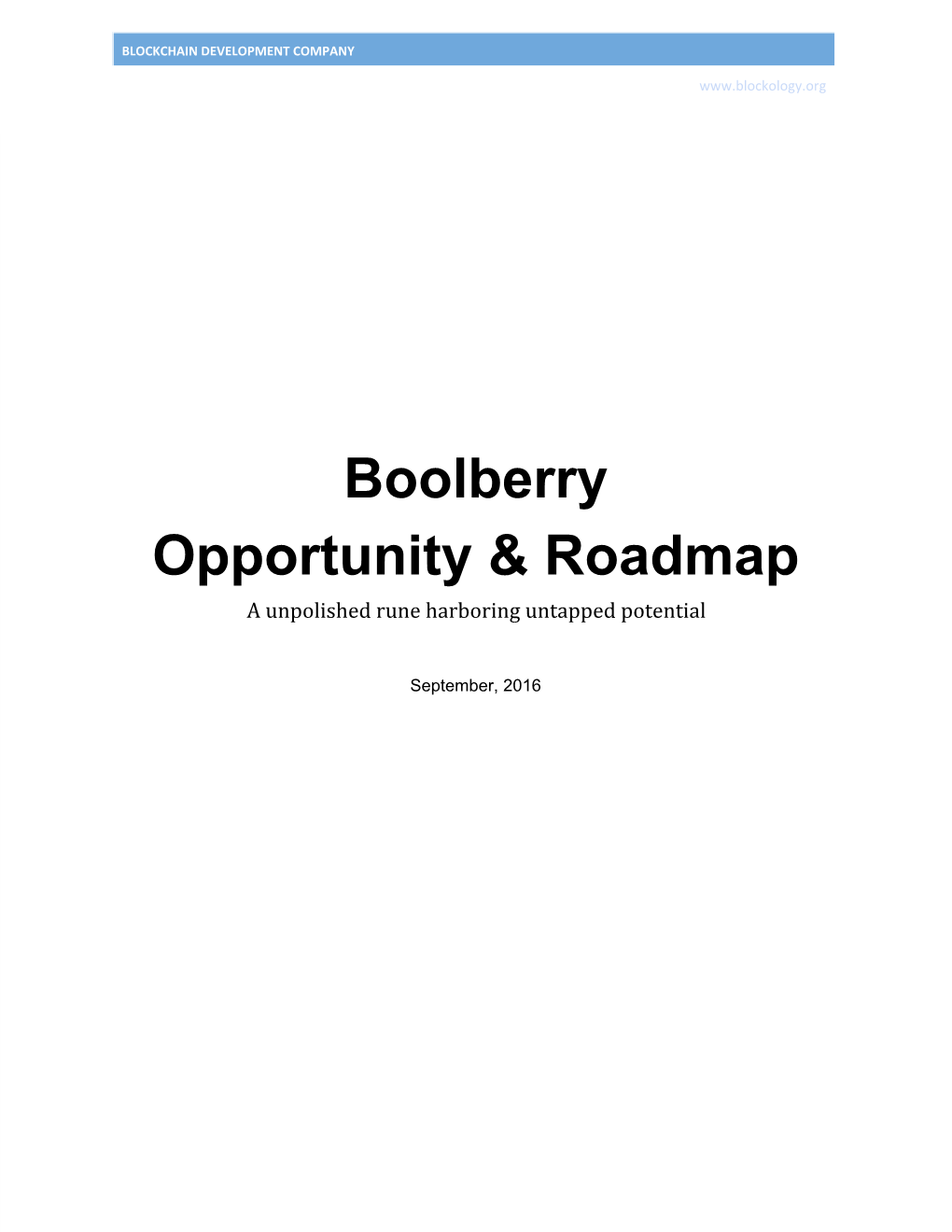 Boolberry Opportunity & Roadmap