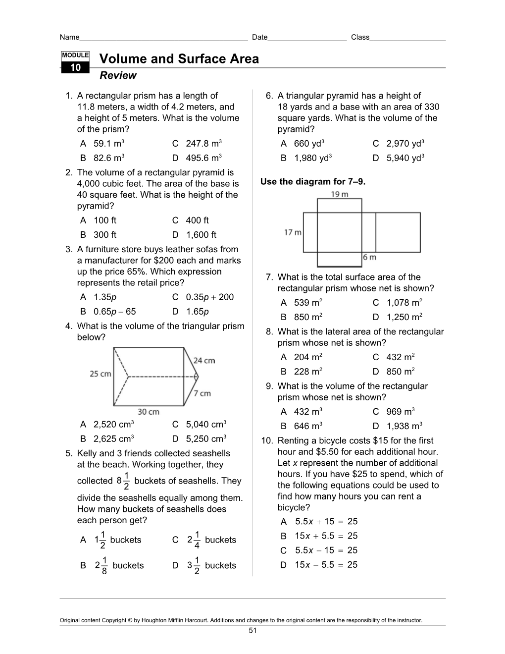 Volume and Surface Area