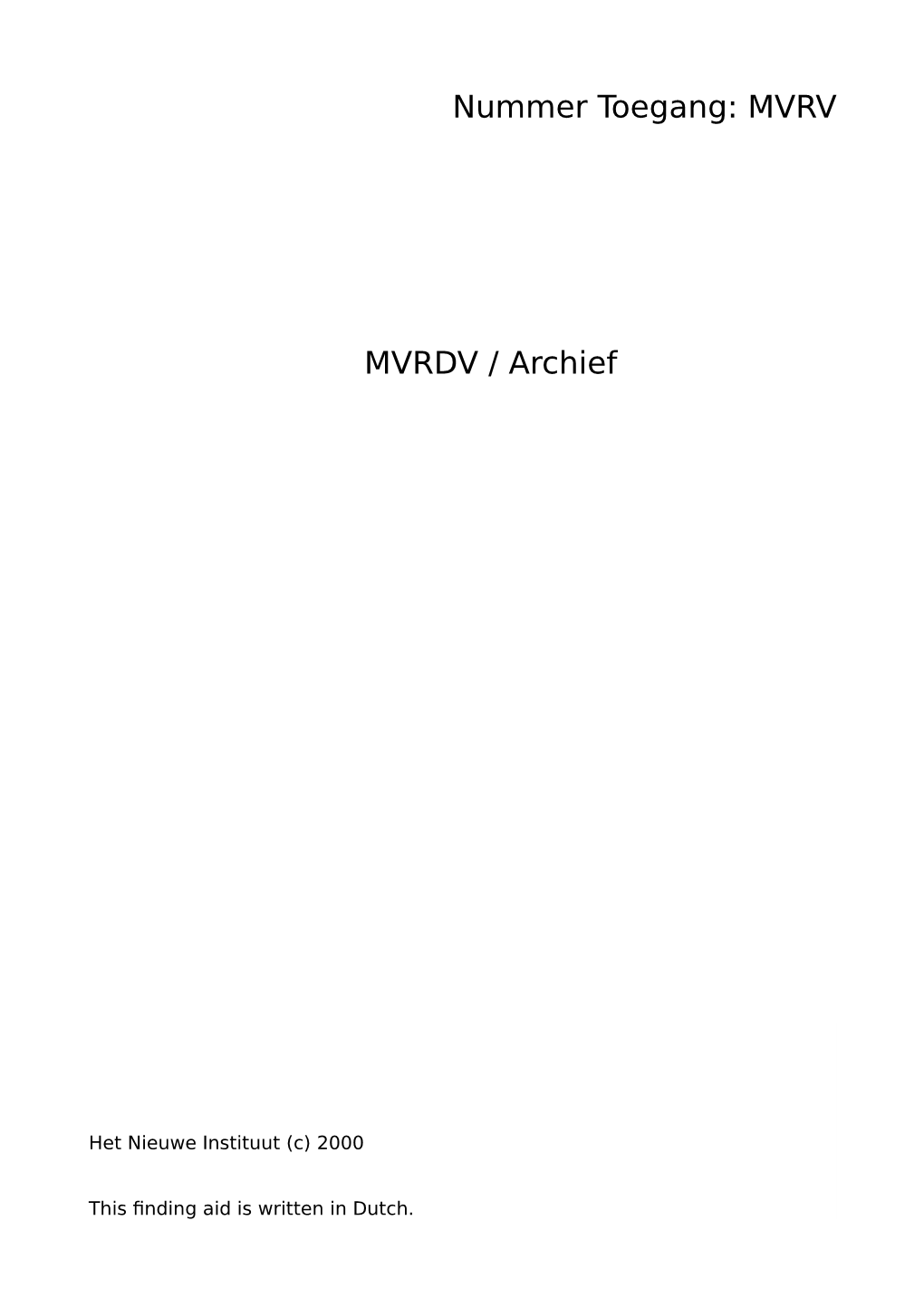 MVRDV / Archief