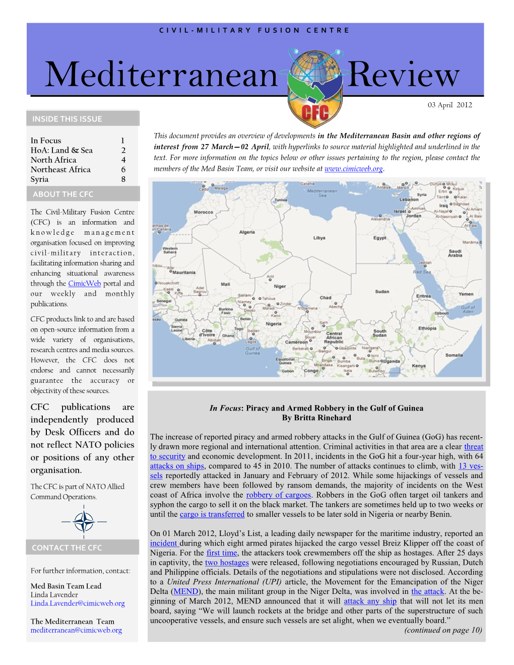 Mediterranean Review 03 April 2012 INSIDE THIS ISSUE