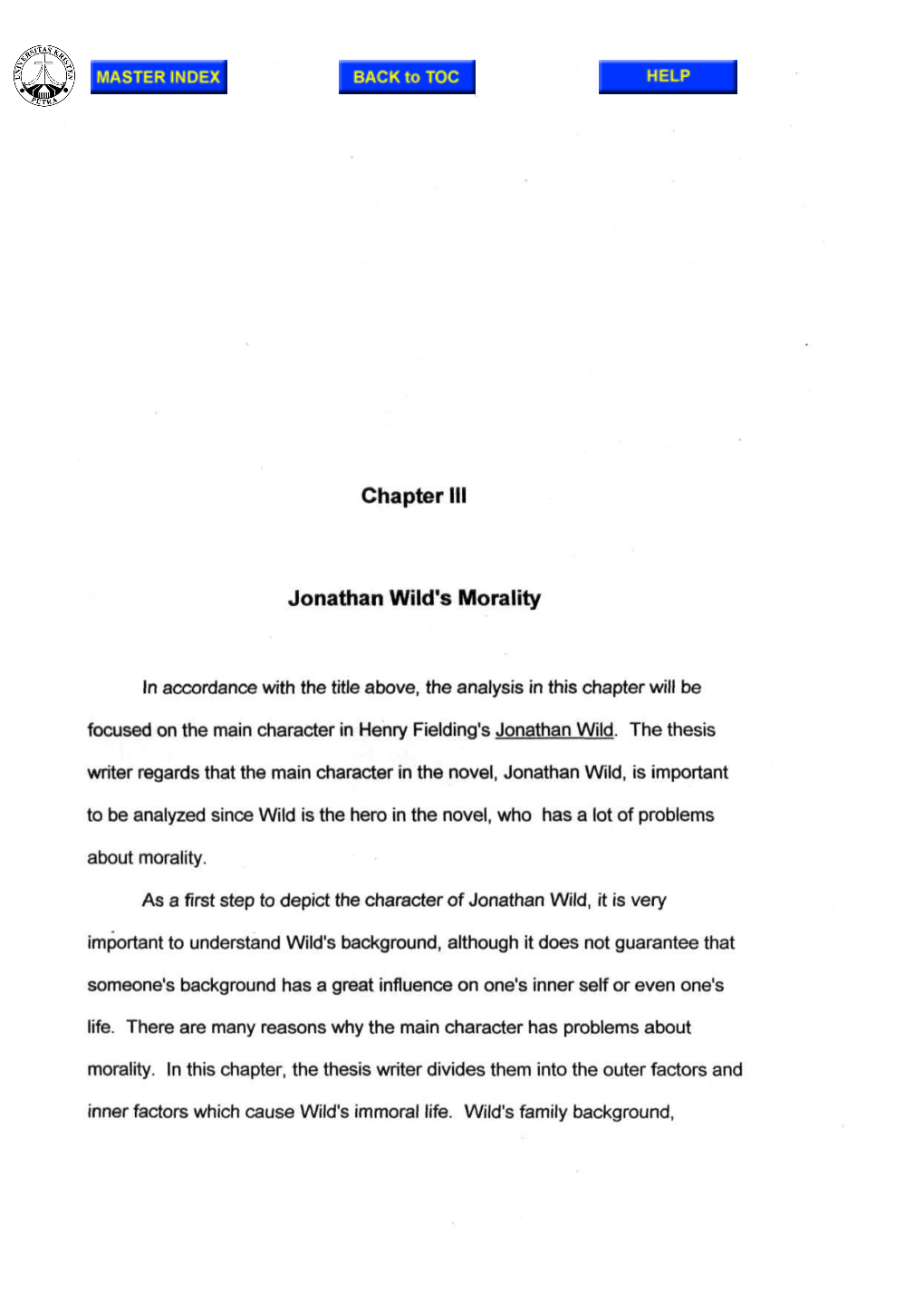 Chapter III Jonathan Wild's Morality