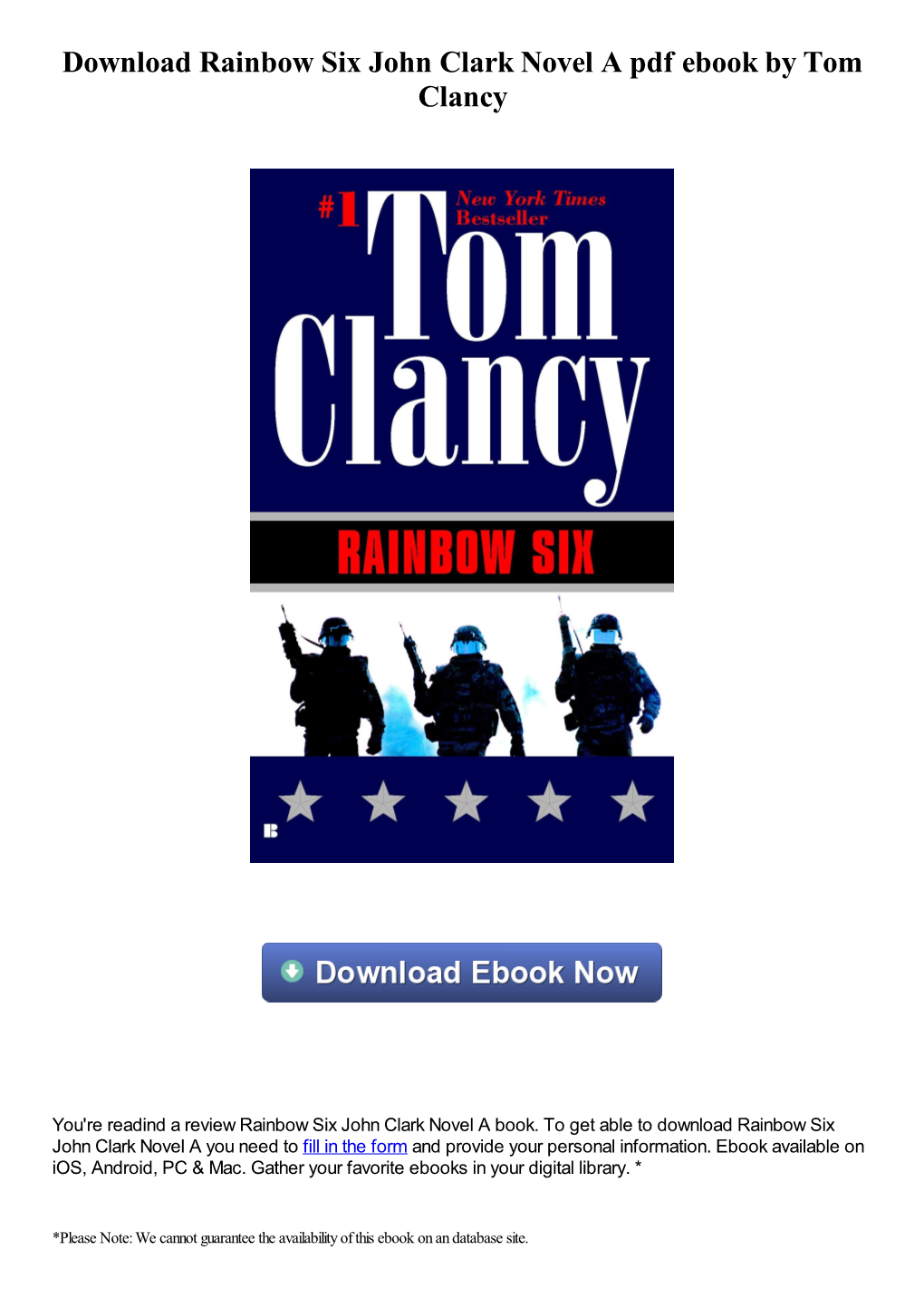 Download Rainbow Six John Clark Novel a Pdf Ebook by Tom Clancy