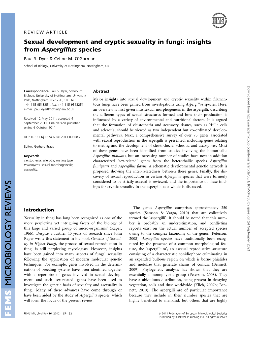 Insights from Aspergillus Species Paul S