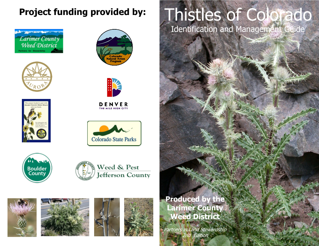 Thistles of Colorado Identification and Management Guide --.-...~- "" Larimer County Weed(J)Istrict