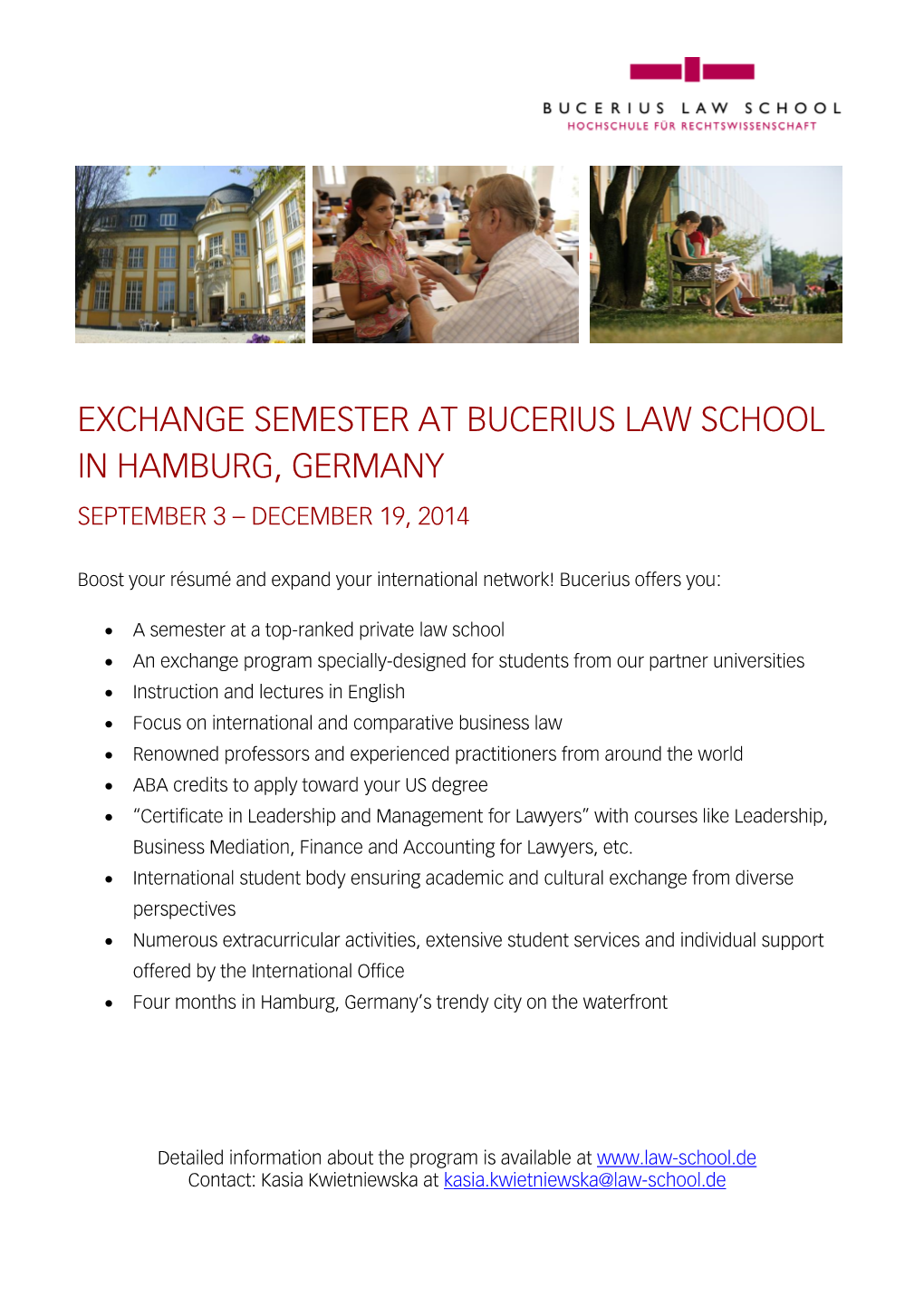 Exchange Semester at Bucerius Law School In