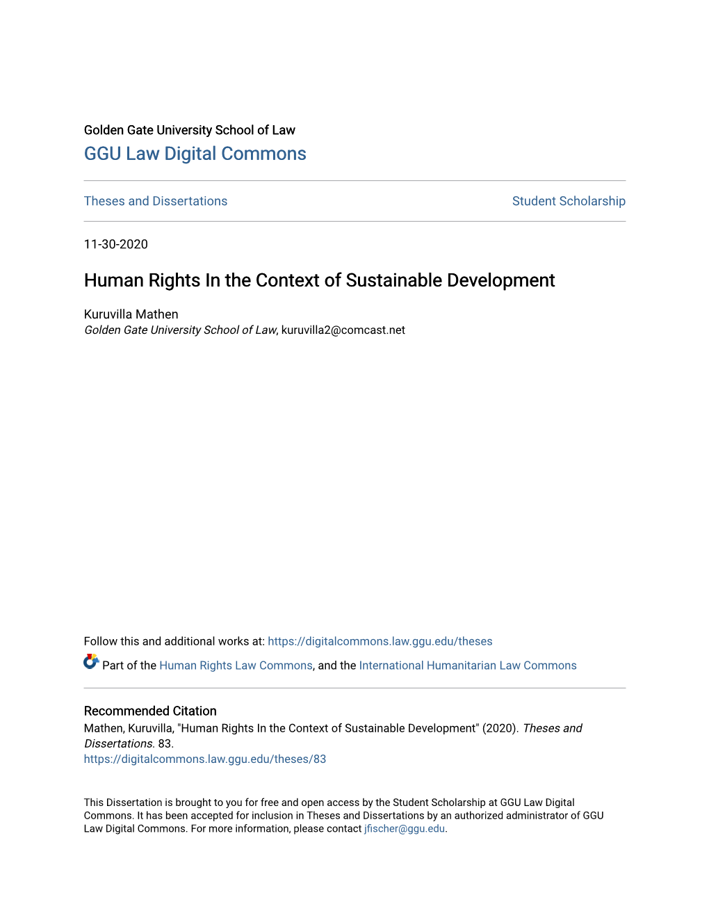 Human Rights in the Context of Sustainable Development