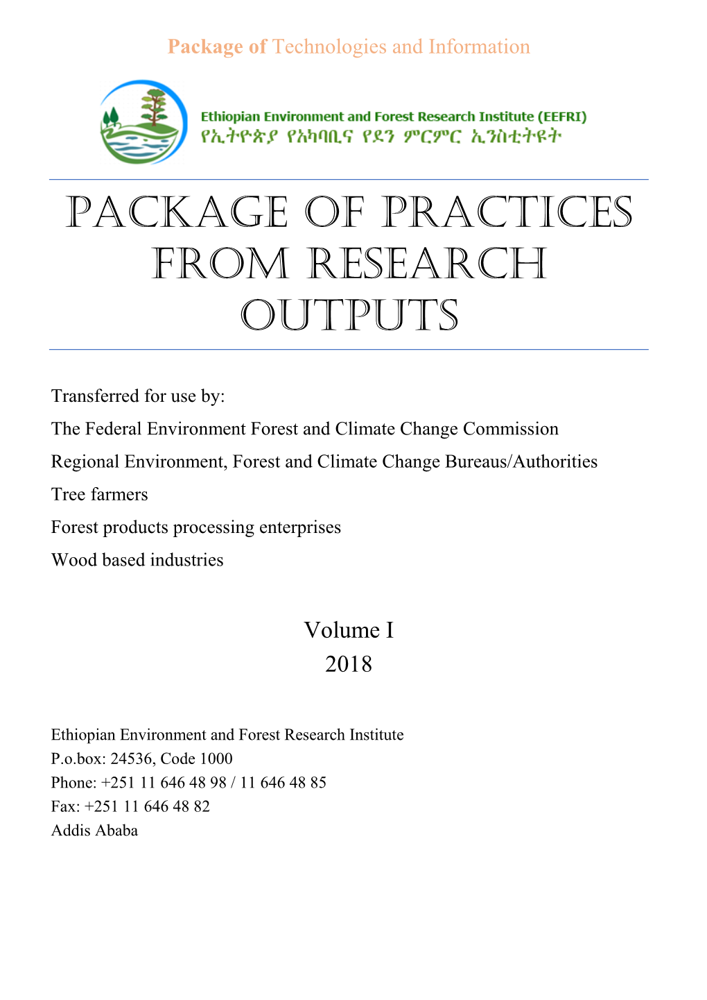 Package of Practices from Research Outputs
