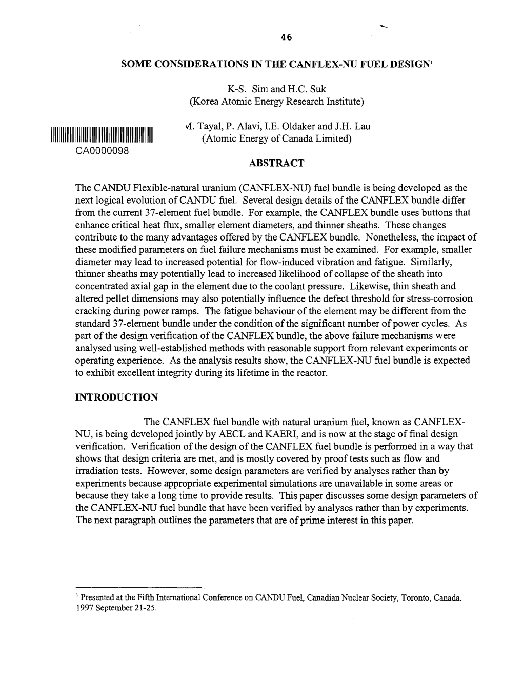 Some Considerations in the Canflex-Nu Fuel Design1