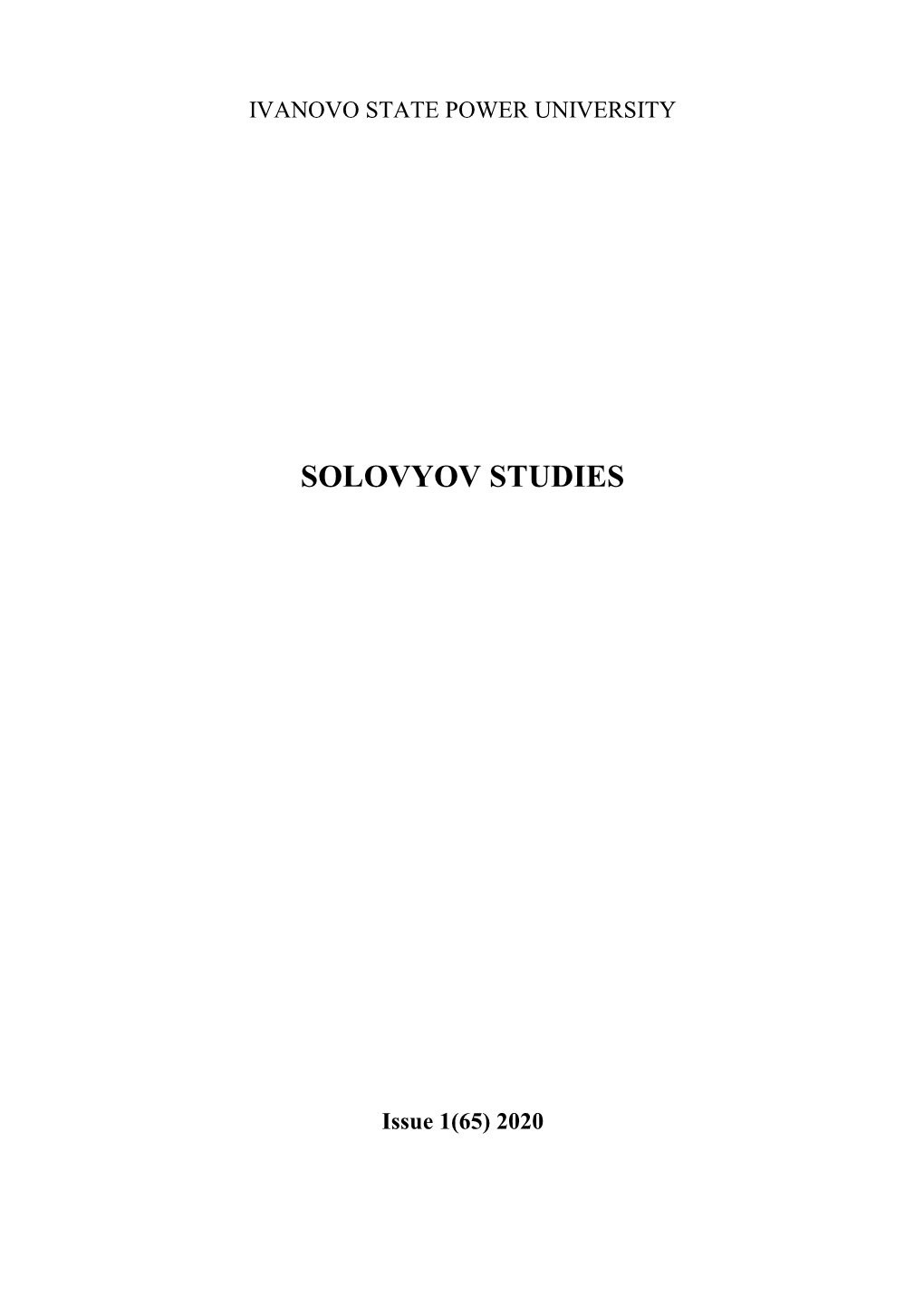 Solovyov Studies