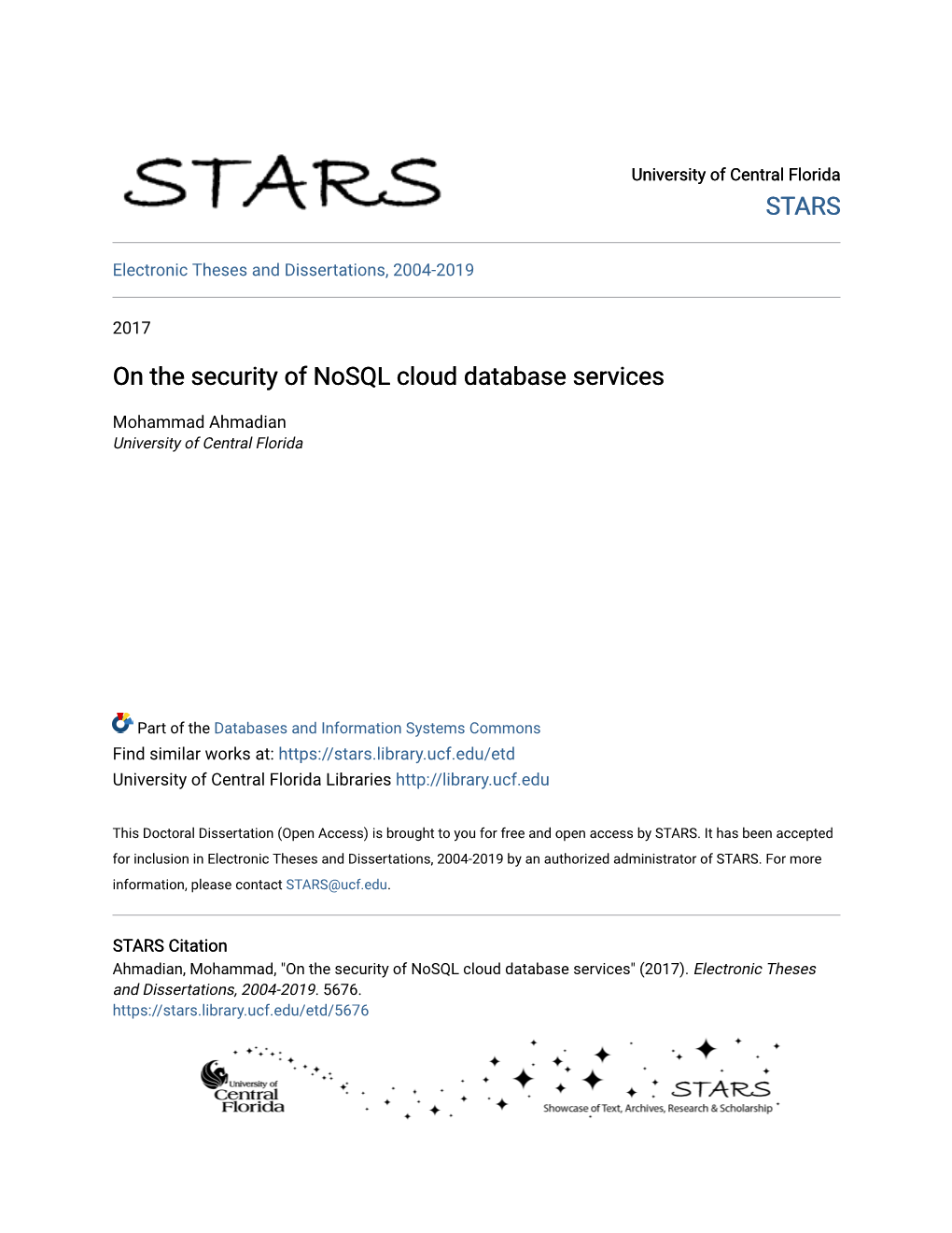 On the Security of Nosql Cloud Database Services