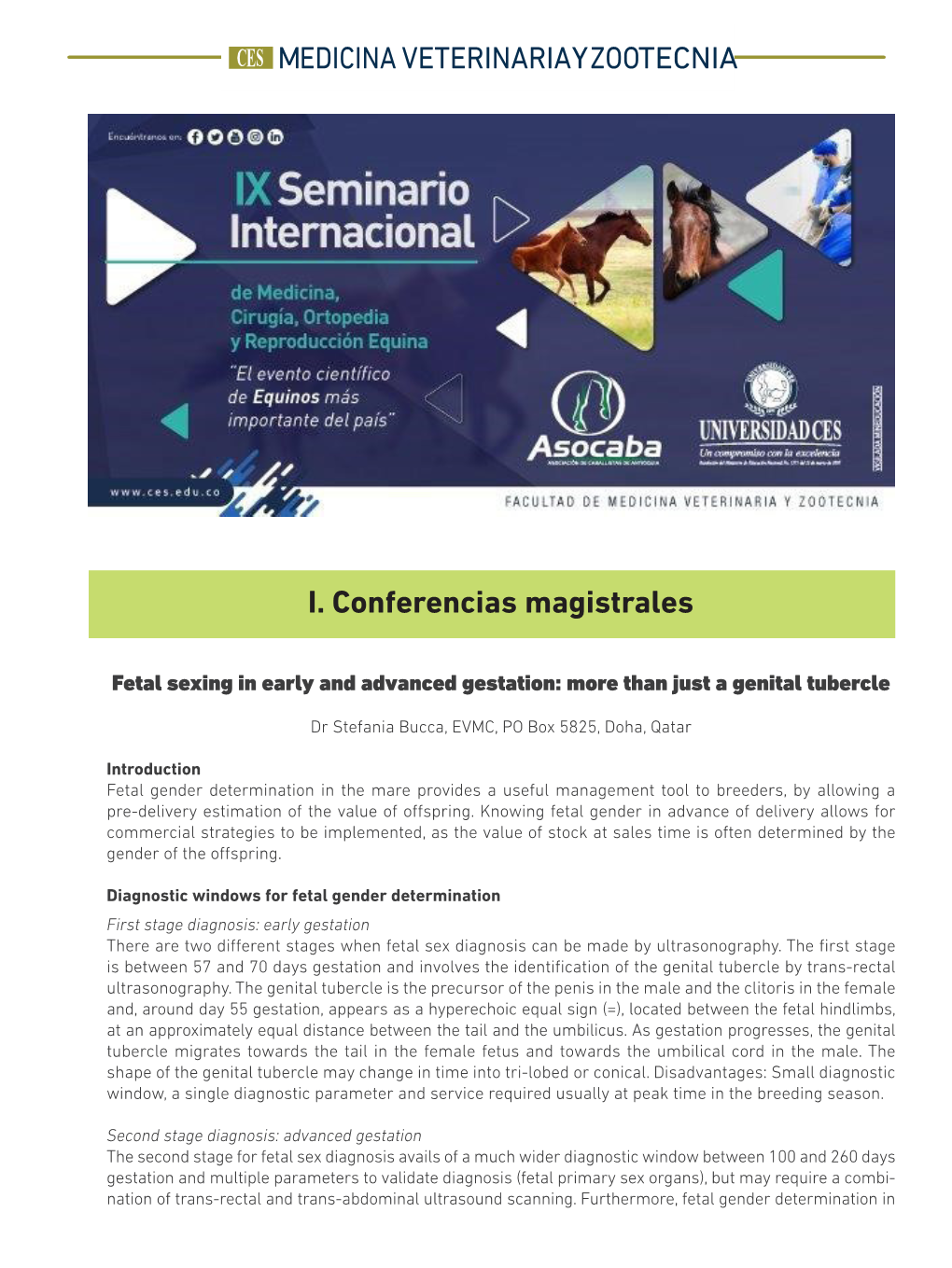 I. Conferencias Magistrales