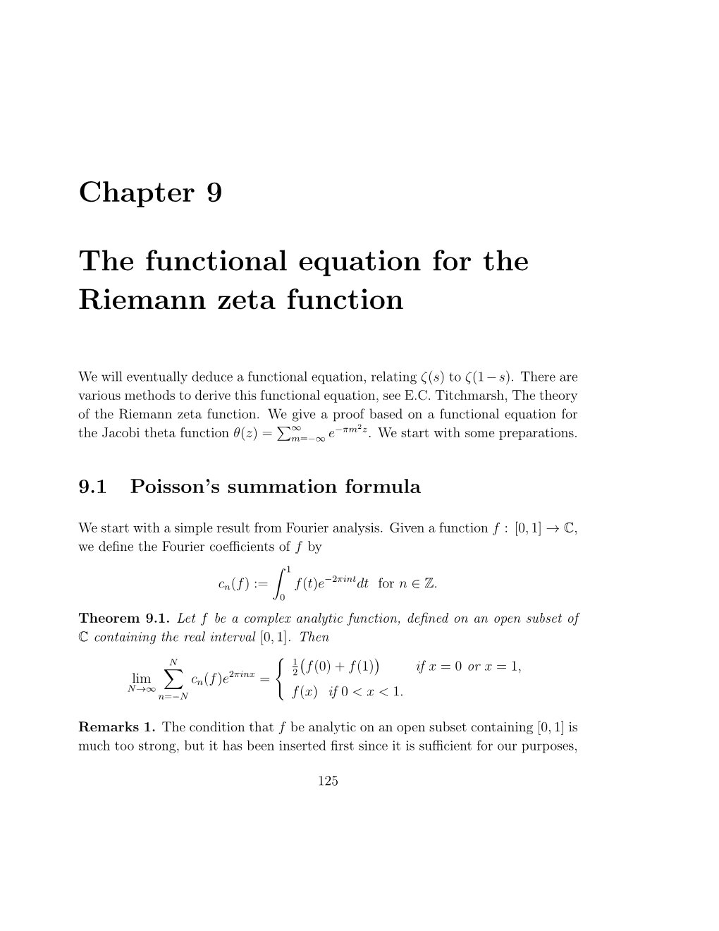 Chapter 9 the Functional Equation for the Riemann Zeta Function