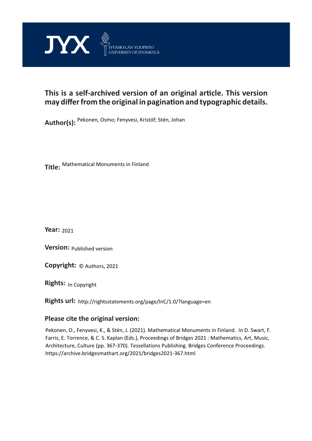 This Is a Self-Archived Version of an Original Article. This Version May Differ from the Original in Pagination and Typographic Details