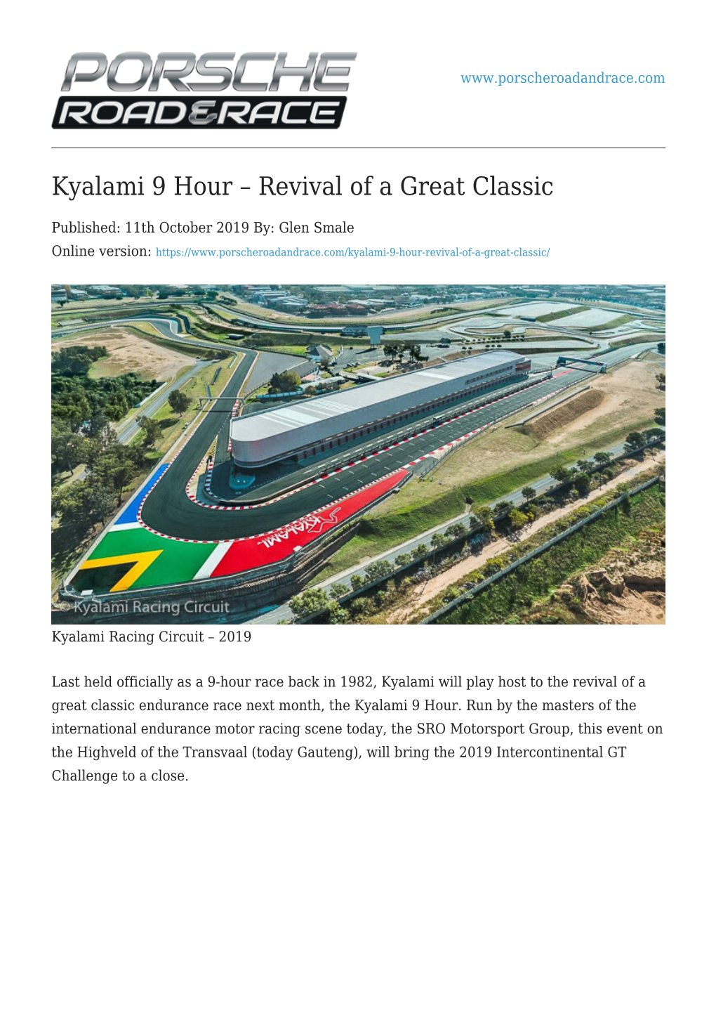 Kyalami 9 Hour – Revival of a Great Classic