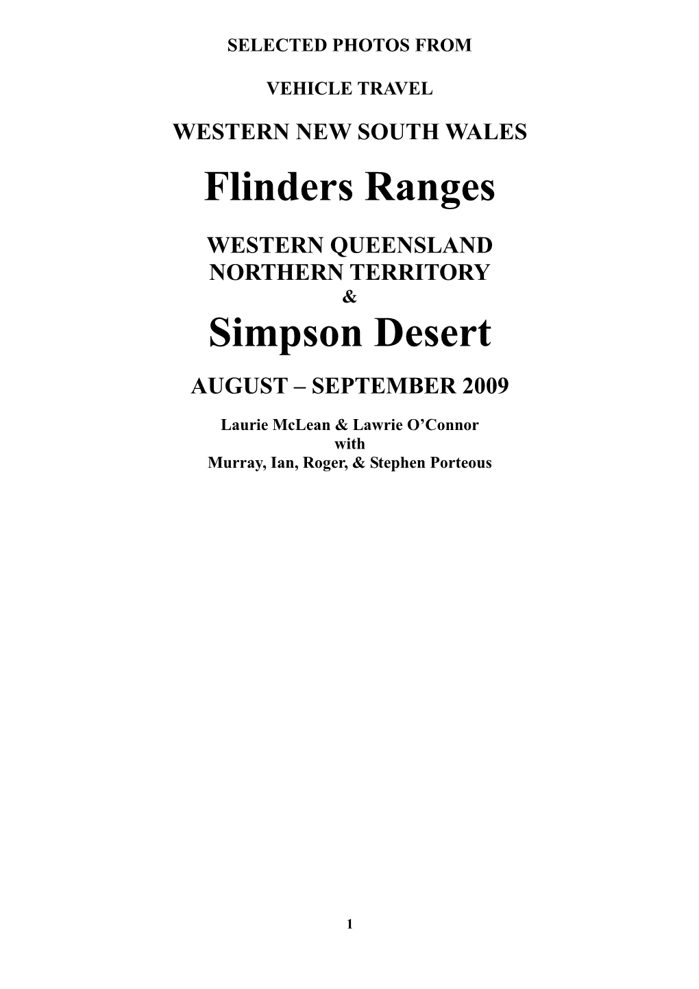 Flinders Ranges Simpson Desert