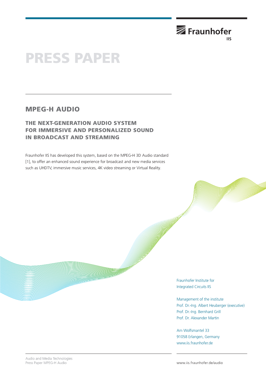 Press Paper: MPEG-H 3D Audio