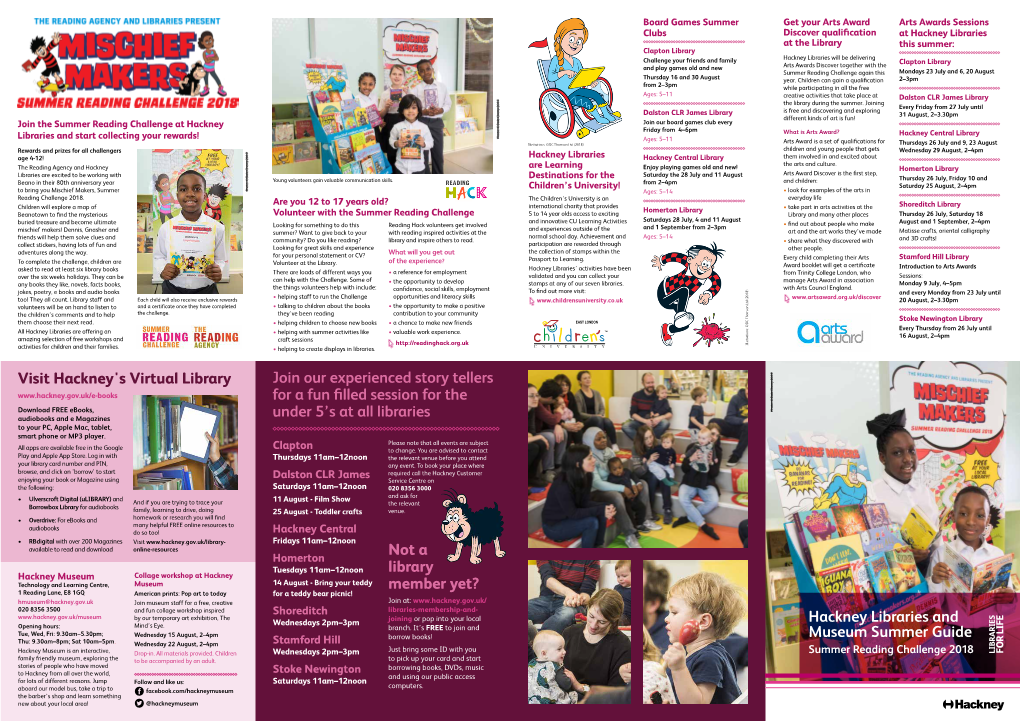 Hackney Libraries and Museum Summer Guide Join Our