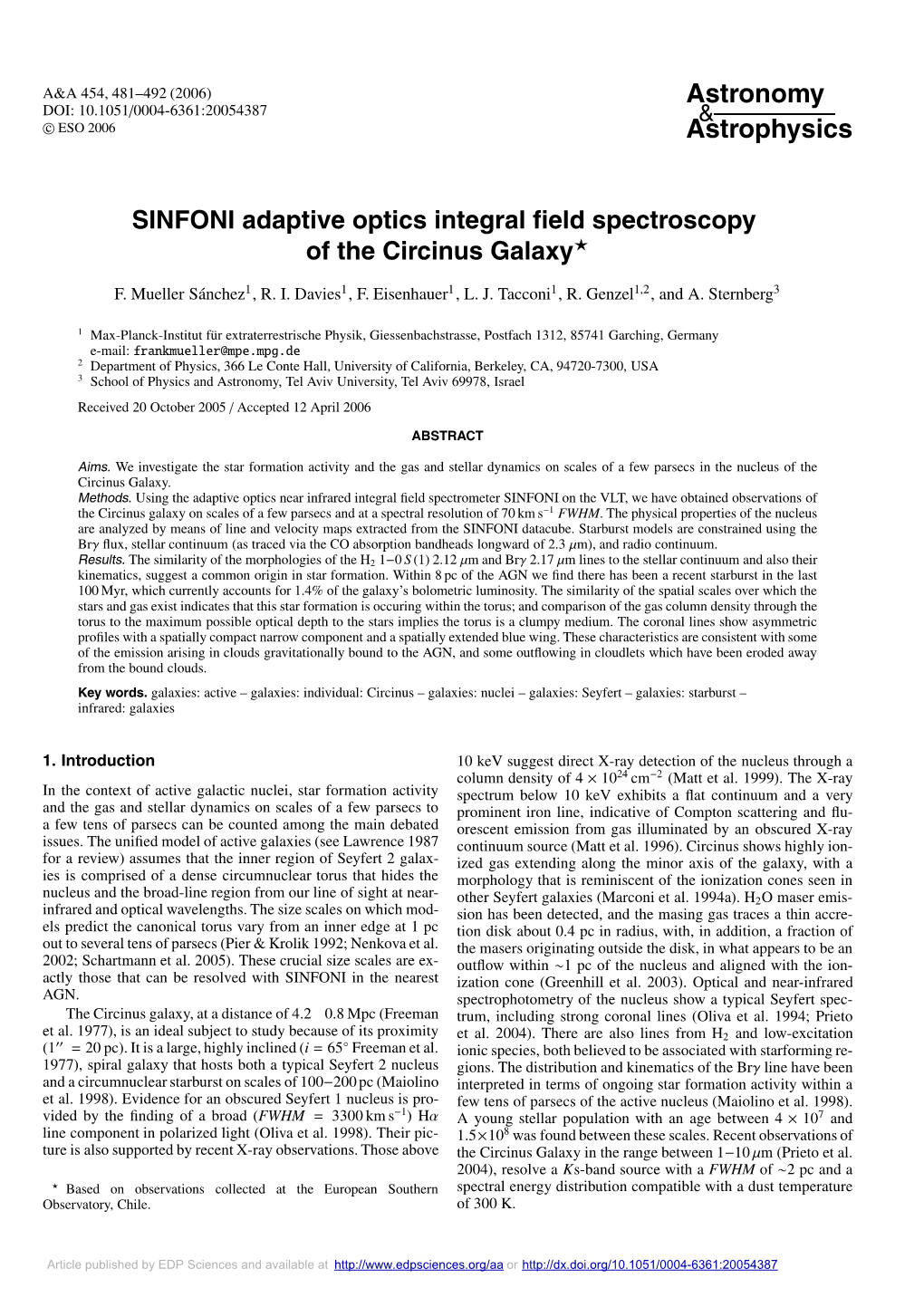 SINFONI Adaptive Optics Integral Field Spectroscopy of the Circinus Galaxy