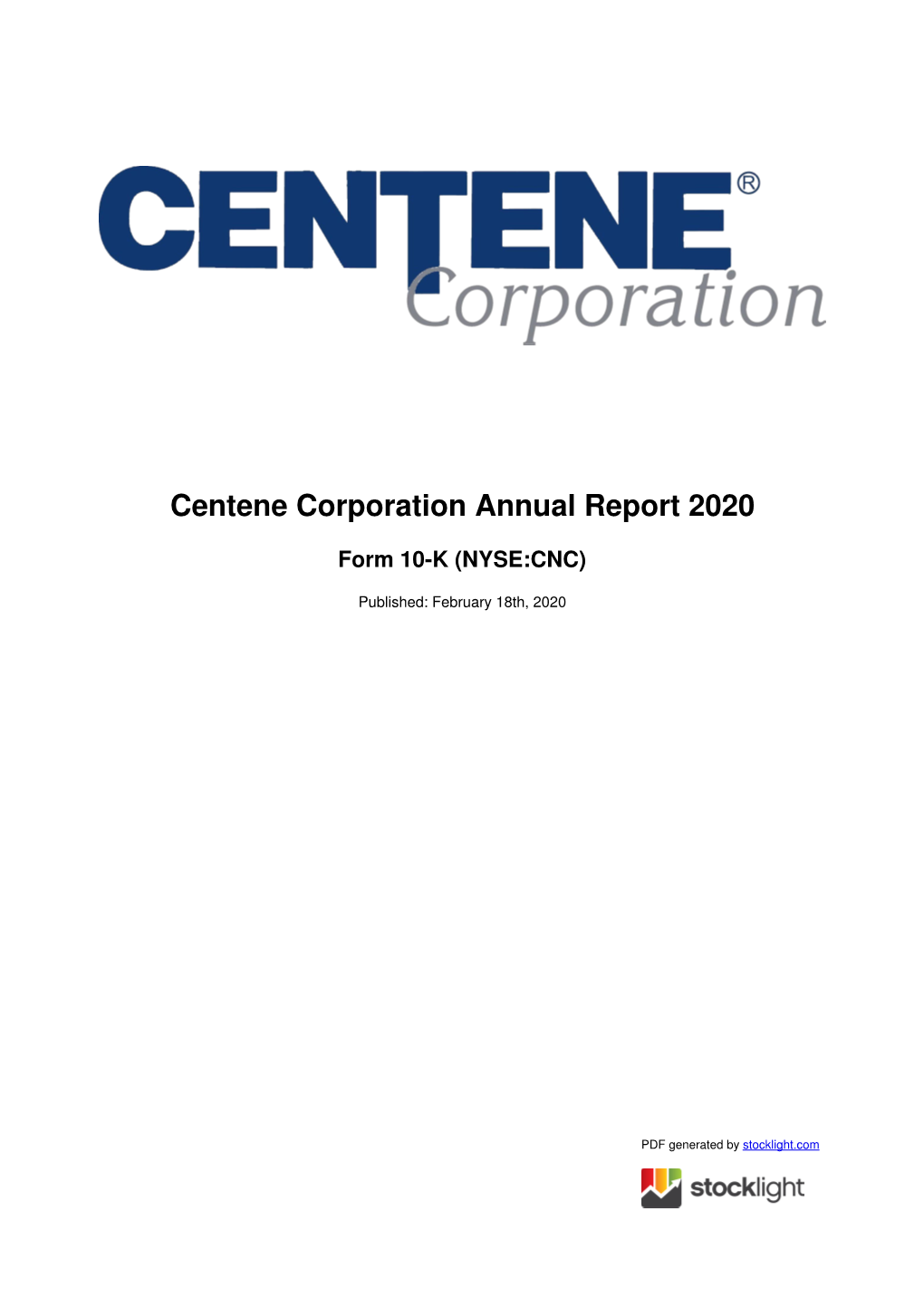 Centene Corporation Annual Report 2020