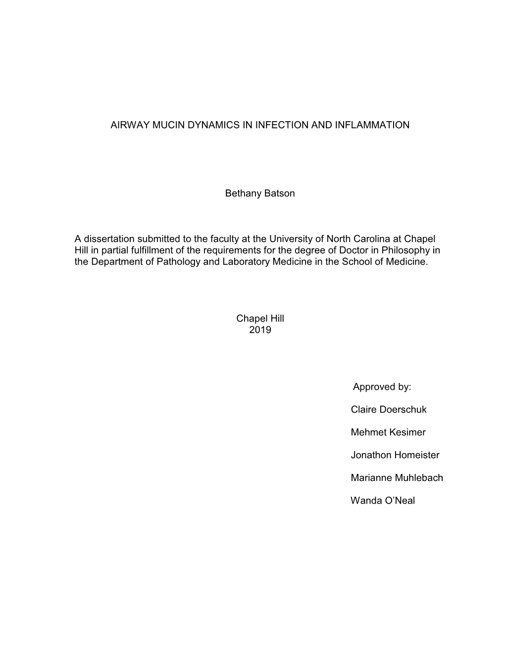 Airway Mucin Dynamics in Infection and Inflammation