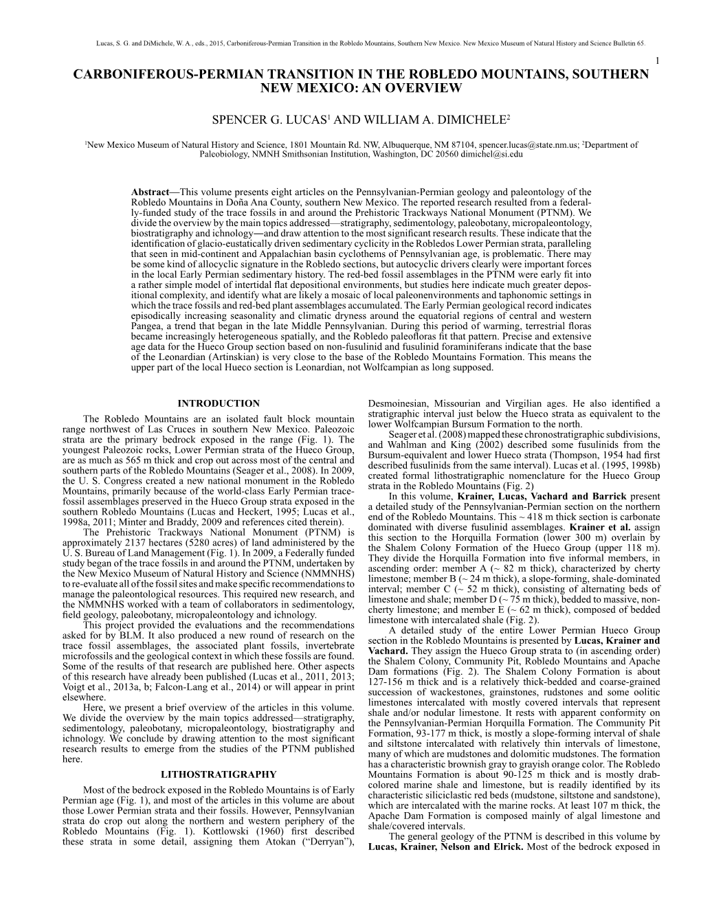 Carboniferous-Permian Transition in the Robledo Mountains, Southern New Mexico